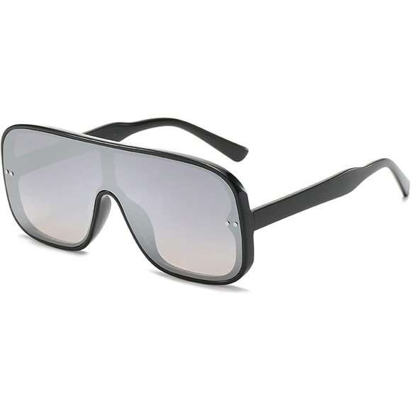 Shield Sunglasses Oversized Flat Top Mirrored Lens Fashion Visor‎ Sunnies Lentes - Picture 1 of 5
